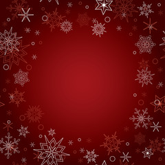 red vector christmas background with snowflakes