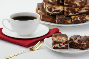 Tea with chocolate cake