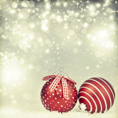Christmas decorations against winter background