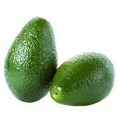 Fresh Green   Avocados isolated on a white background.  Ripe Bea