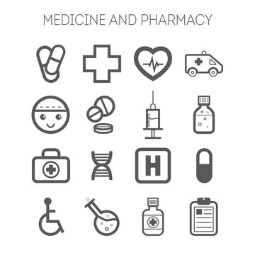 Set of simple medical icons