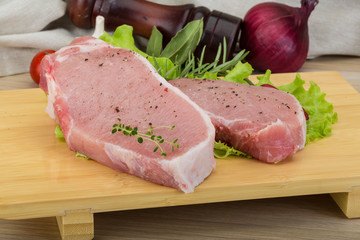 Raw pork steak