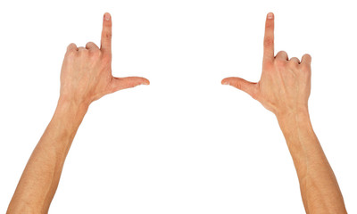 Male hands framing comosition