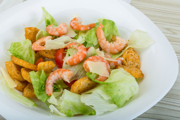 Caesar salad with shrimps