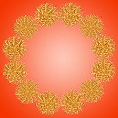 pattern from brown flowers on red gradient