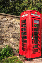 Traditional red telephone box in UK