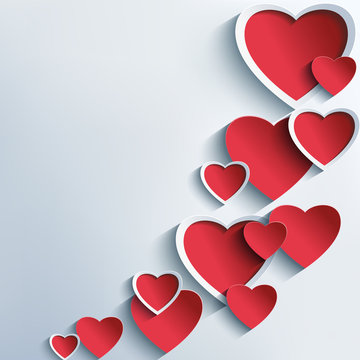 Trendy abstract background with 3d hearts