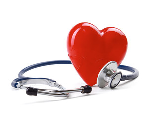 Red heart and a stethoscope