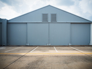 Closed warehouse doors.