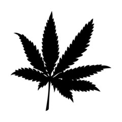 Silhouette illustration of marijuana (cannabis) or hemp leaf