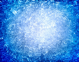 Background of blue ice cubes