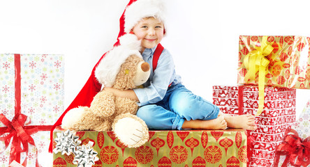 Portrait of cute little boy with teddy bear