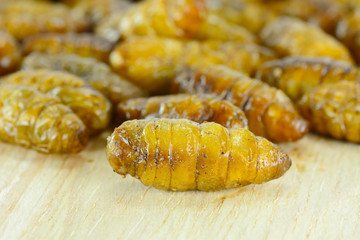 fried silk worms  for cutting board forfood concept