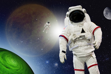 Astronaut Wearing Pressure Suit in a Space Background