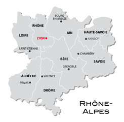Naklejka premium simple administrative map of Rhone-Alpes