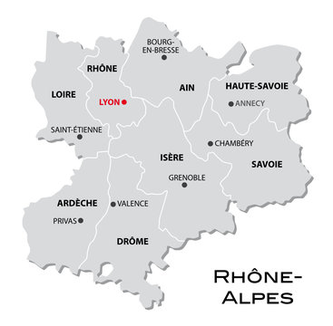 simple administrative map of Rhone-Alpes