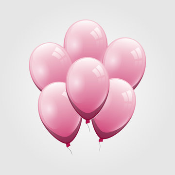 Pink balloon on gray background