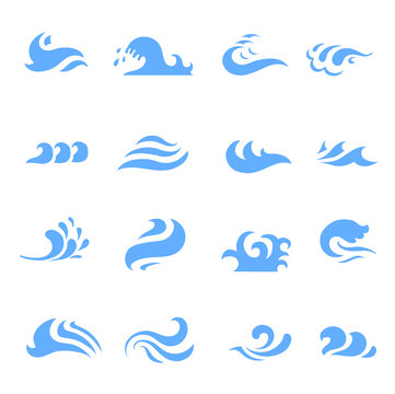 illustration  set of wave symbol on isolated white background