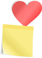 Red Heart with paper sticker. Vector illustration