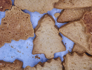 Christmas tree shaped cookies closeup