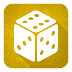 casino flat icon, gold christmas button, hazard sign
