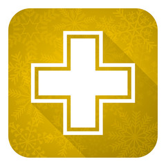 Obraz premium pharmacy flat icon, gold christmas button