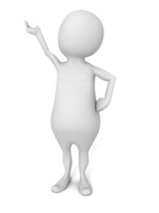 white 3d person showing presenting gesture hand