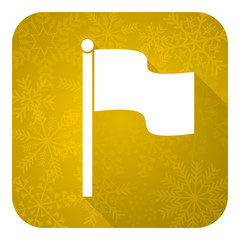 flag flat icon, gold christmas button