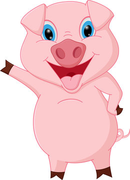 Happy pig cartoon