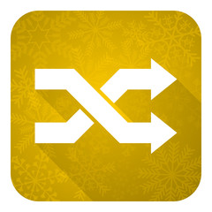 aleatory flat icon, gold christmas button