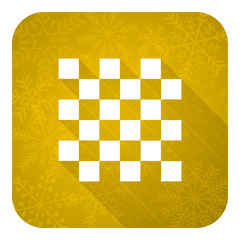 chess flat icon, gold christmas button