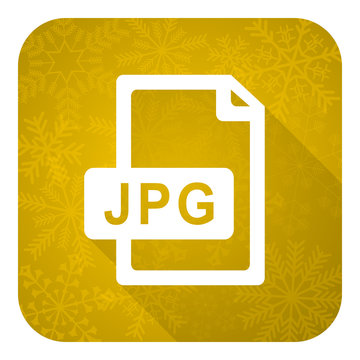 jpg file flat icon, gold christmas button