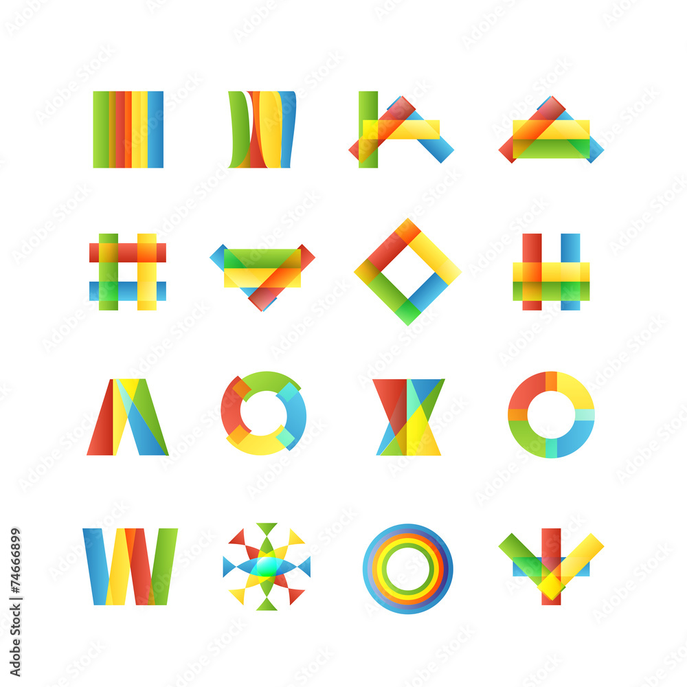 Poster Different abstract color labels. Design elements