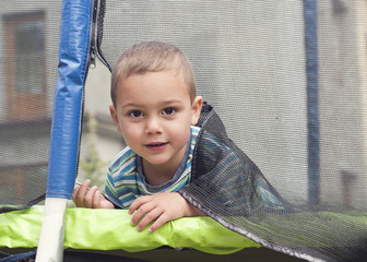Child portrait on a trampoline