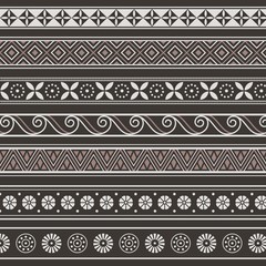 Set of ancient borders, frames. Seamless pattern