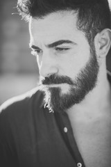 young handsome attractive bearded model man