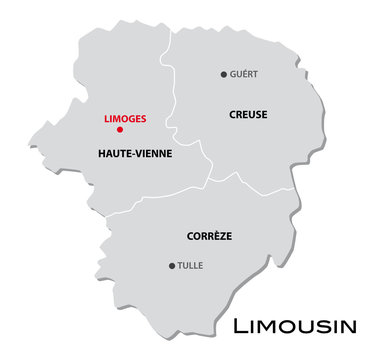 simple administrative map of Limousin
