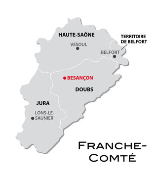 simple administrative map Franche-Comte