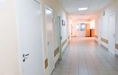 Hospital corridor interior without sicks