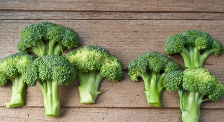 Fresh broccoli on the wooden table