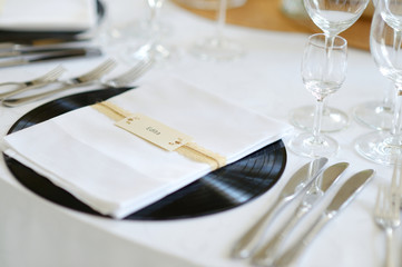 Table set for an event party or wedding reception