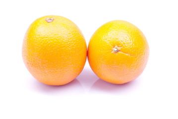 delicious ripe orange isolated on white background with shadow