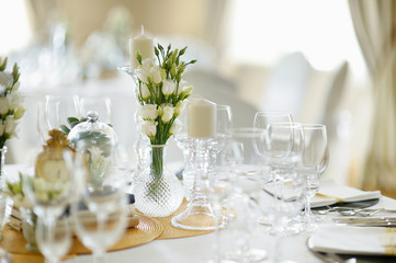 Table set for an event party or wedding reception