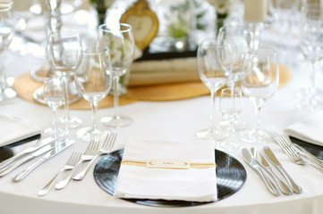 Table set for an event party or wedding reception