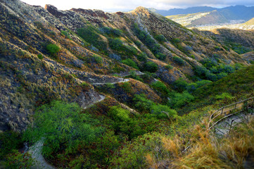 A trail to Diamond Head crater viewpoint on Oahu