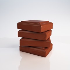 Chocolate pieces 3d illustration