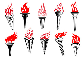 Torches icons with red flames