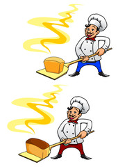 Baker with bread on peel tool