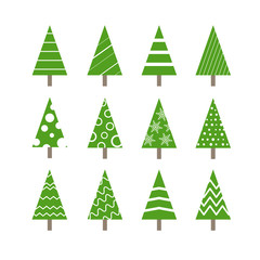 Obraz premium Abstract ornamented christmas trees collection. Design elements