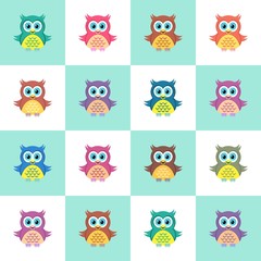 Seamless christmas pattern with owls